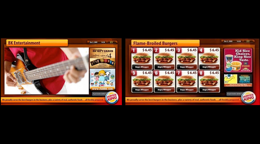 Burger King digital menu board