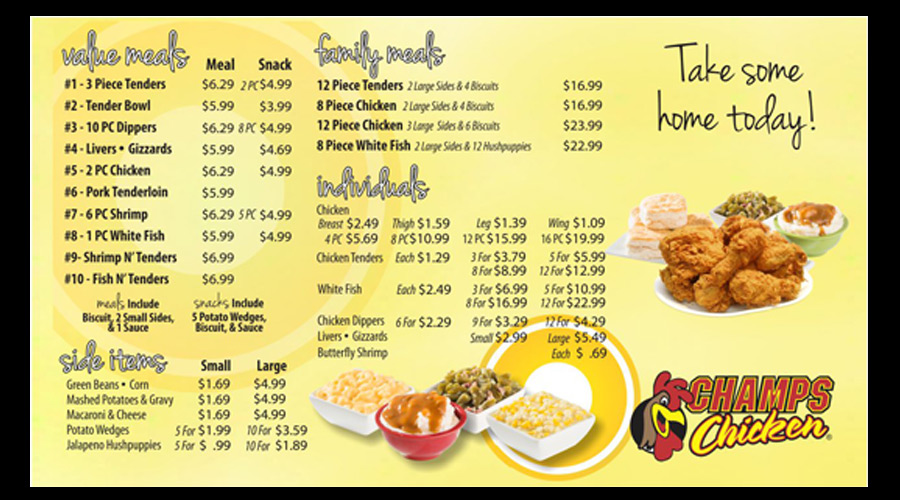 Digital menu board for Champs Chicken